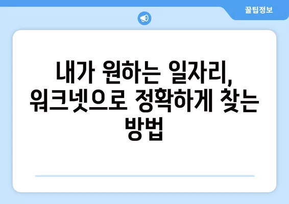 워크넷 활용, 나에게 딱 맞는 일자리 찾는 꿀팁 | 취업 성공 가이드, 맞춤 정보, 워크넷 활용법