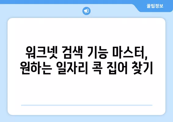 워크넷 구인구직 정보 활용 가이드| 나에게 딱 맞는 일자리 찾는 꿀팁 | 워크넷, 구인구직, 취업 정보, 효율적 활용