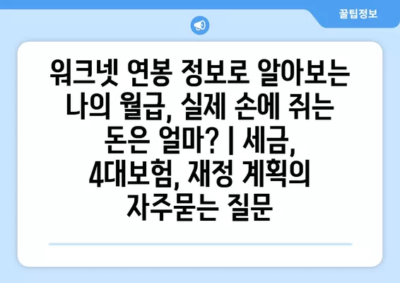 워크넷 연봉 정보로 알아보는 나의 월급, 실제 손에 쥐는 돈은 얼마? | 세금, 4대보험, 재정 계획