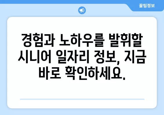 고령자를 위한 워크넷| 일자리 찾는 완벽 가이드 | 60세 이상, 은퇴 후 재취업, 시니어 일자리 정보