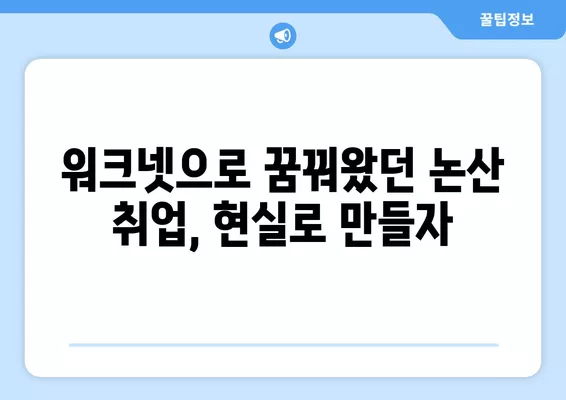 논산 지역 맞춤 구직 정보| 워크넷 구인구직 활용 가이드 | 논산, 워크넷, 구인구직, 취업 정보